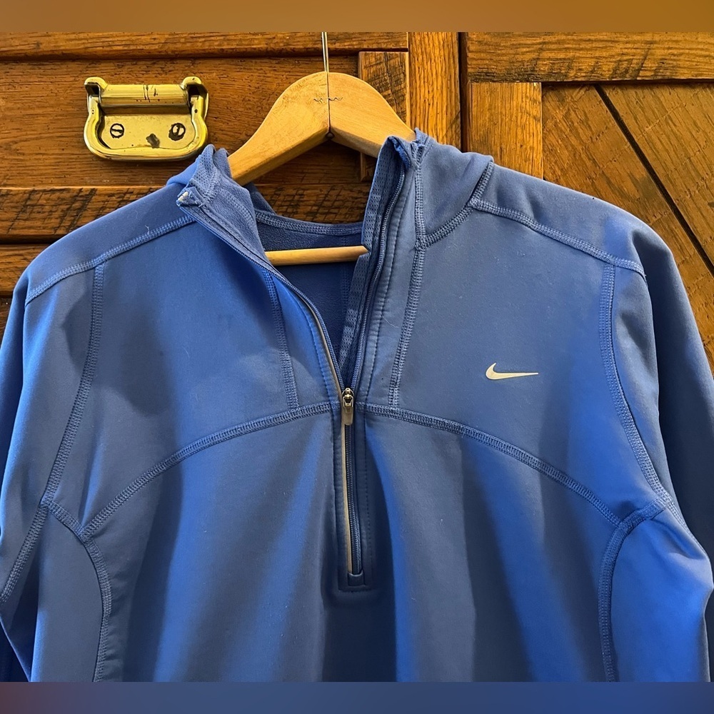 Nike Dri Fit Athletic Blue Half Zip Pullover Pocket Long Sleeve Hoodie Sz Large - Picture 4 of 10